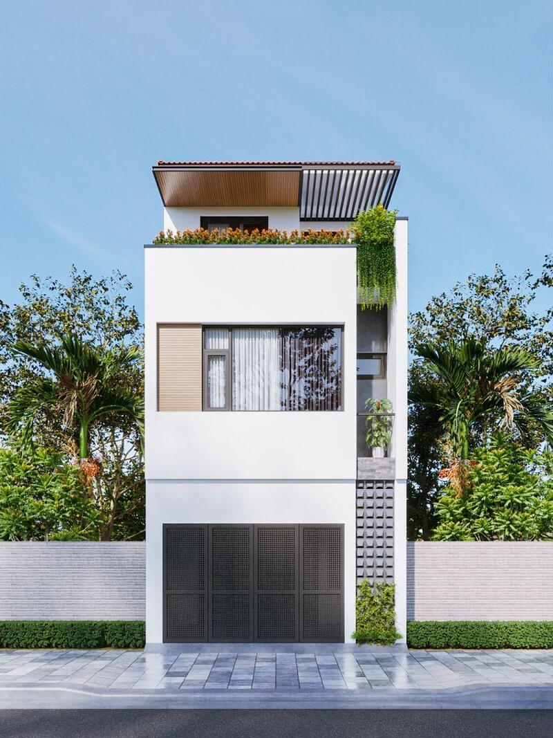 Tầng tum vừa giúp tăng không gian sinh hoạt mà không làm vỡ đi kiến trúc tổng thể của mẫu nhà