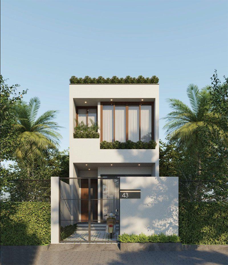 Mẫu thiết kế nhà 1 trệt 1 lầu mái bằng có tuổi thọ sử dụng lâu dài