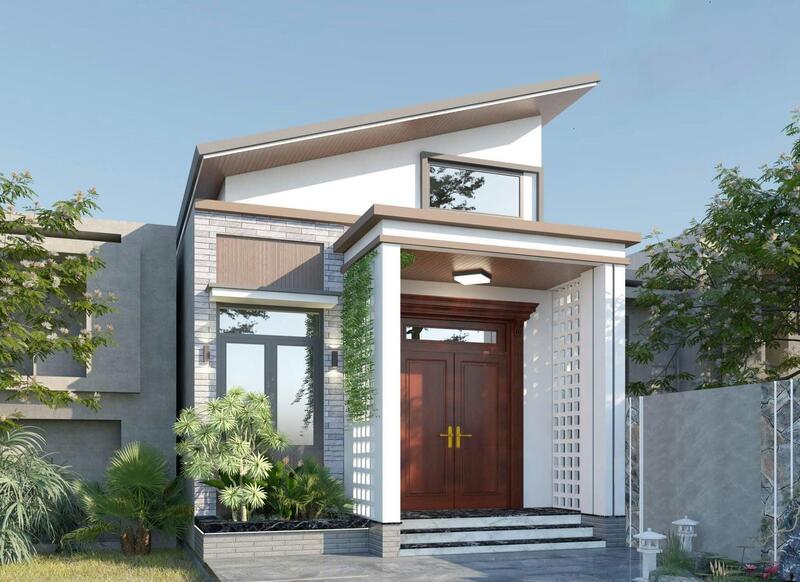 Mẫu nhà cấp 4 mái lệch với 3 phòng ngủ diện tích 5x20m hiện đại và trẻ trung