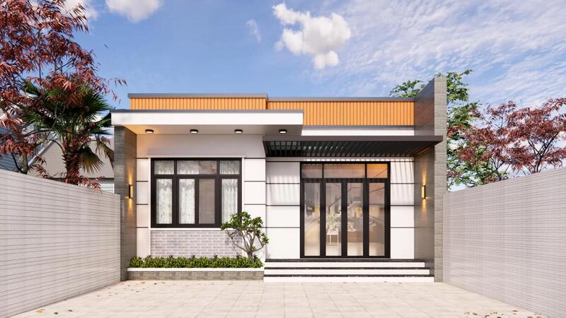 Mẫu nhà cấp 4 mái bằng 3 phòng ngủ 5x20 mái bằng mang lại cảm giác chắc chắn