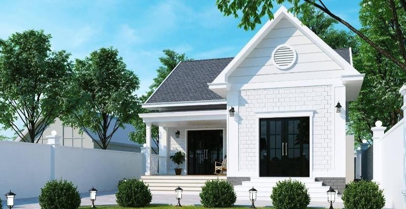 Mẫu nhà cấp 4 chữ L mái Thái bằng tôn ấn tượng