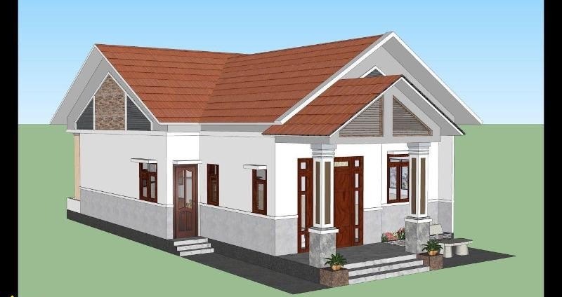 Mẫu nhà cấp 4 mái Thái chữ L bằng tôn xuất hiện nhiều tại khu vực nông thôn