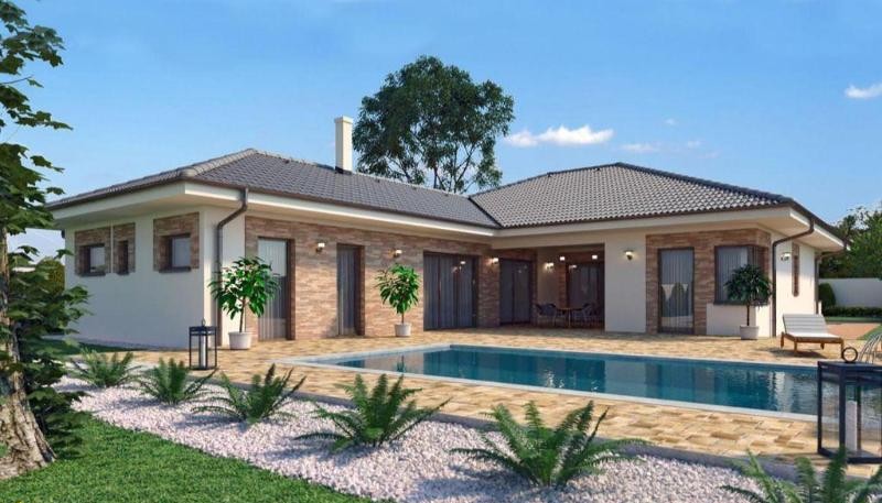 Mẫu nhà cấp 4 chữ L kiểu Nhật mái tôn sở hữu diện mạo ấn tượng