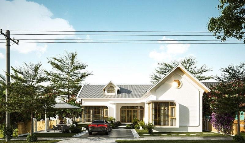 Mẫu nhà cấp 4 chữ L mái tôn phong cách hiện đại được nhiều gia chủ lựa chọn