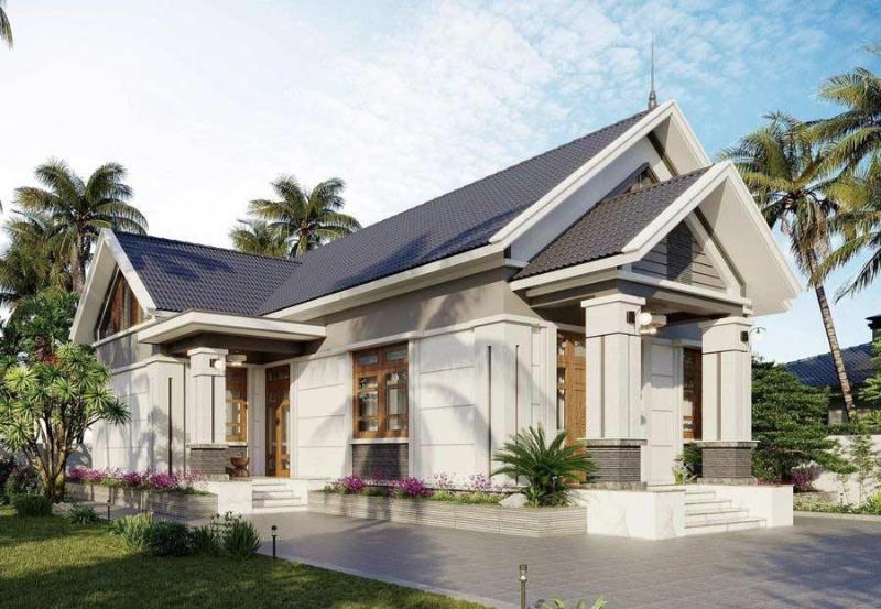 Mẫu thiết kế nhà chữ L 1 tầng rộng rãi, khang trang