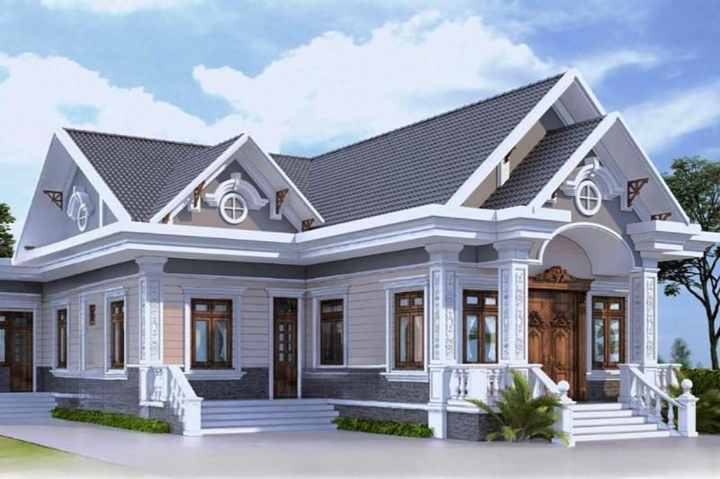 Mẫu nhà mái lệch chữ L 1 tầng có tuổi thọ sử dụng lâu dài