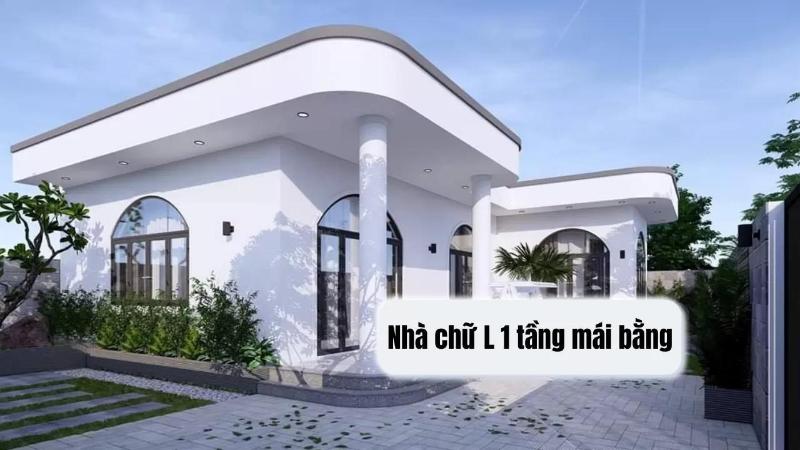 Mẫu nhà mái bằng 1 tầng chữ L toát lên vẻ thanh lịch, nhẹ nhàng