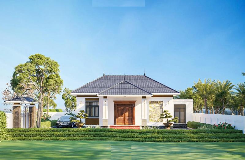 Mẫu nhà 1 tầng 4 phòng ngủ ở nông thôn mái Nhật mang đến cảm giác gần gũi, thân quen