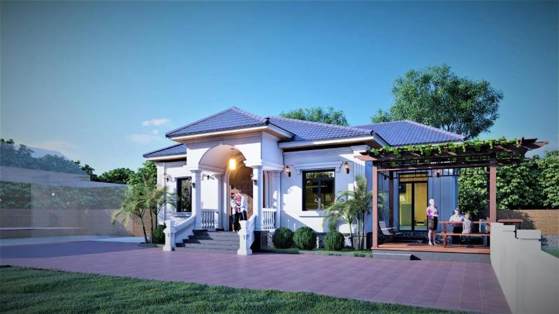 Hasa Home - Đơn vị thiết kế nhà mái Nhật 1 tầng 4 phòng ngủ uy tín