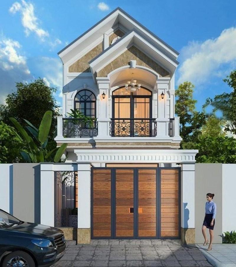 Mẫu nhà 2 tầng 3 phòng ngủ 80m2 mái Thái hiện đại