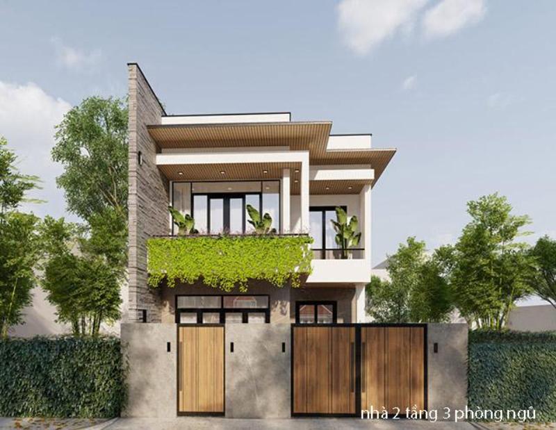 Mẫu thiết kế nhà mái bằng 2 tầng 3 phòng ngủ 80m2 sở hữu diện mạo ấn tượng