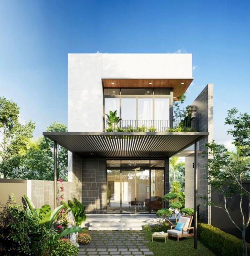 Mẫu thiết kế nhà 2 tầng 3 phòng ngủ 80m2 mái bằng phù hợp với nhiều phong cách