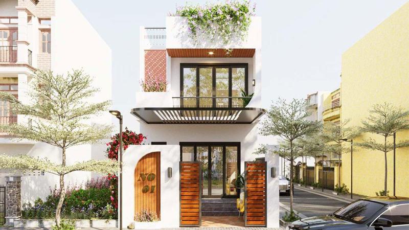 Mẫu thiết kế nhà 2 tầng mái bằng 50m2 3 phòng ngủ được nhiều gia đình lựa chọn