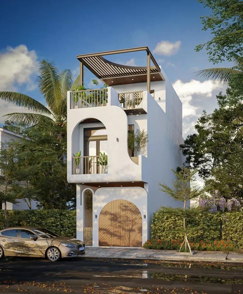 Mẫu thiết kế nhà 2 tầng 50m2 3 phòng ngủ có sân vườn gần gũi với thiên nhiên