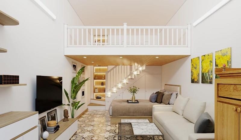 Mẫu thiết kế nhà 35m2 có thêm gác lửng tối ưu không gian