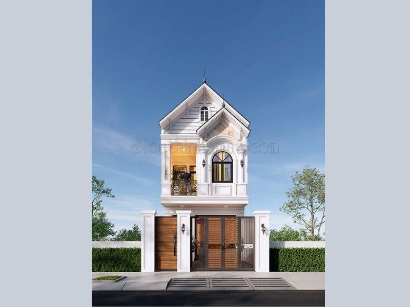 Mẫu thiết kế nhà 5x20m có gara mái Thái sở hữu nét thẩm mỹ ấn tượng