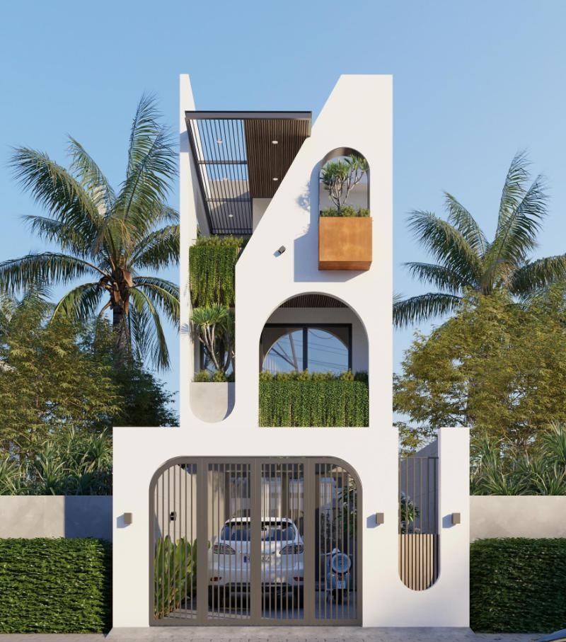 Mẫu thiết kế nhà 5x20m có gara tối giản với không gian sống nhẹ nhàng, thoải mái