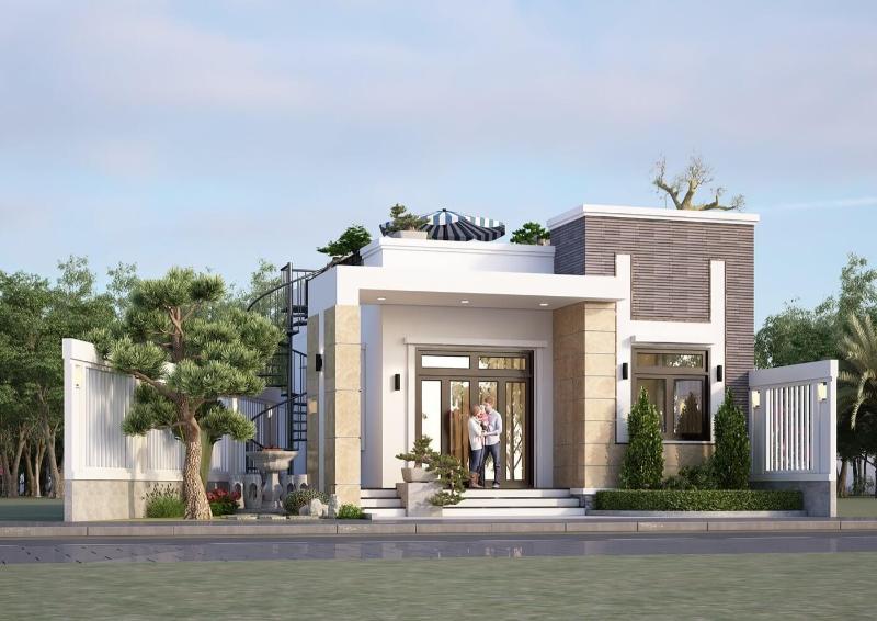 Mẫu thiết kế nhà cấp 4 3 phòng ngủ 6x15m mái bằng hiện đại