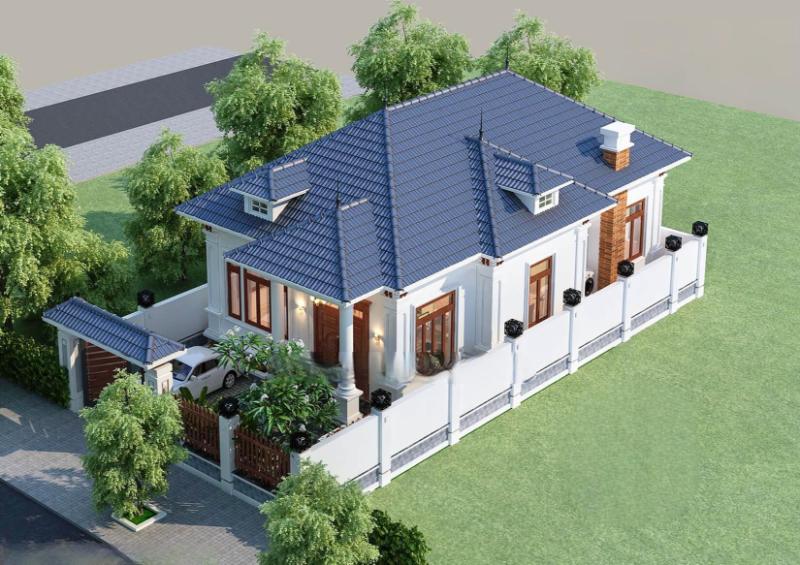 Mẫu thiết kế nhà cấp 4 6x15m 3 phòng ngủ mái Thái phù hợp với khí hậu nước ta