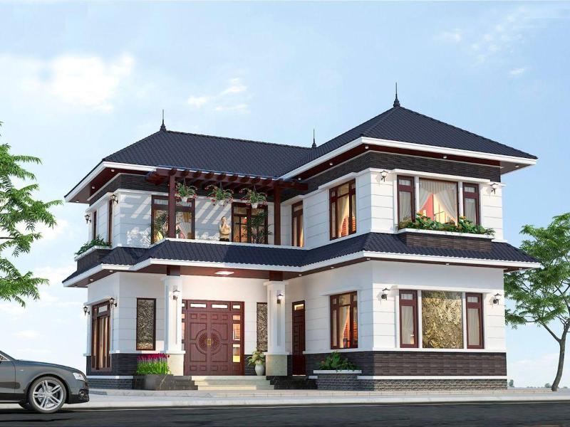 Mẫu nhà chữ L 2 tầng 60m2 phong cách tân cổ điển có ngân sách đầu tư cao