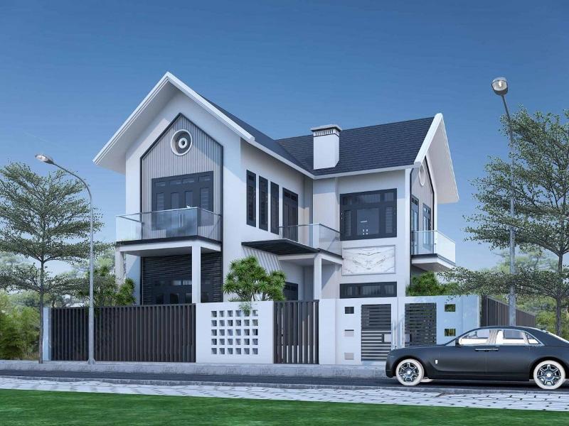 Mẫu nhà chữ L 2 tầng 60m2 mái Thái phù hợp với nhiều phong cách khác nhau