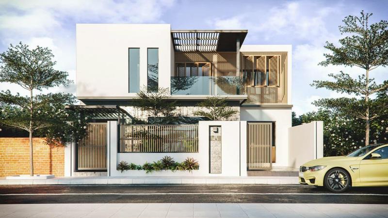 Mẫu thiết kế nhà mặt tiền 12m sâu 8m 1 tầng phù hợp với phong cách tối giản, hiện đại
