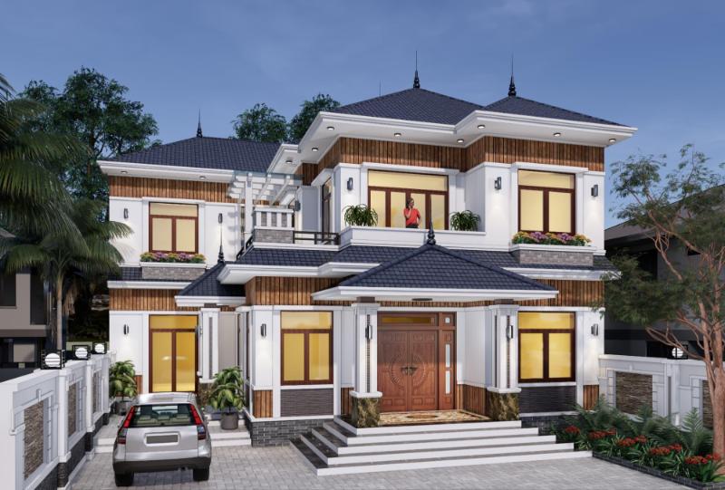Mẫu thiết kế nhà 2 tầng mặt tiền 12m sâu 8m phù hợp với đa dạng phong cách khác nhau