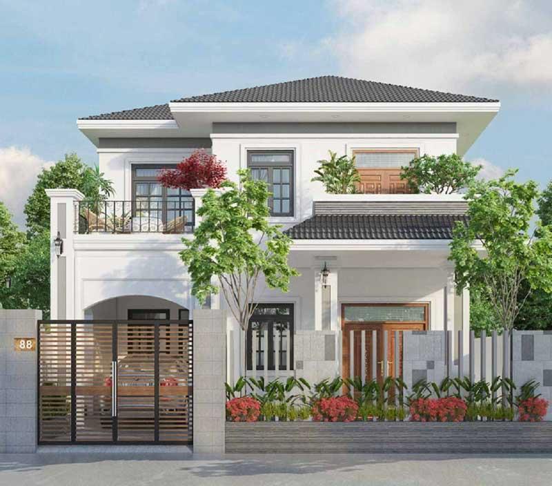 Mẫu thiết kế mặt tiền nhà ngang 12m sâu 8m phong cách sang trọng