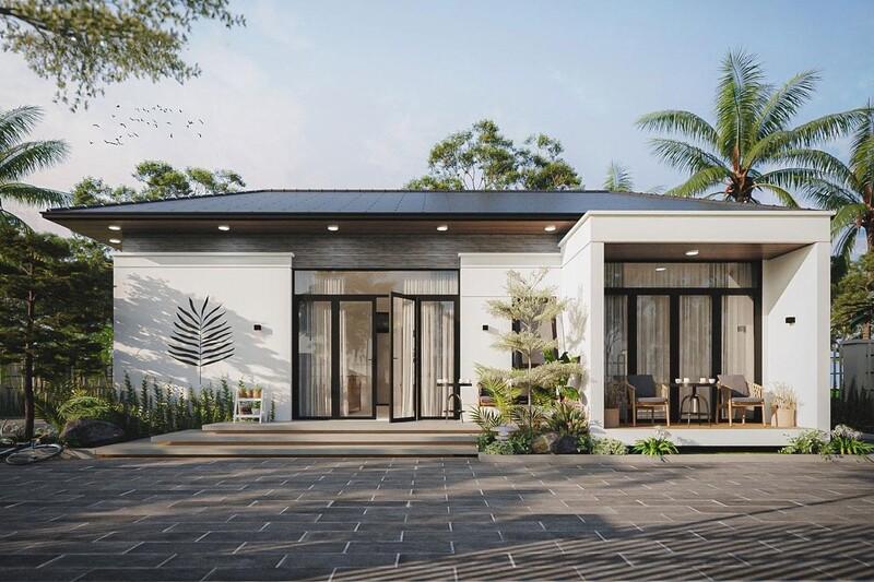 Mẫu nhà mặt tiền 8m sâu 10m 1 tầng với không gian gọn gàng và thoáng đãng