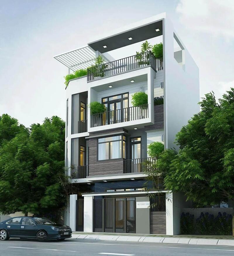 Mẫu nhà 4 tầng mặt tiền 8m sâu 10m tối ưu không gian sử dụng theo chiều cao
