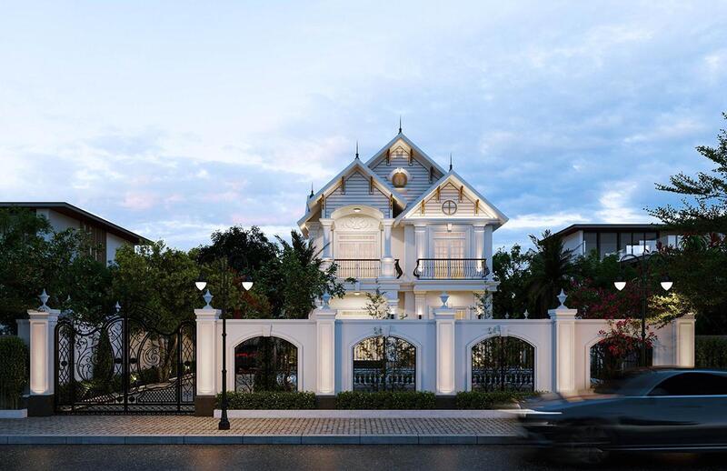 Mẫu thiết kế nhà mặt tiền 8m sâu 10m mái Thái giúp thoát nước nhanh