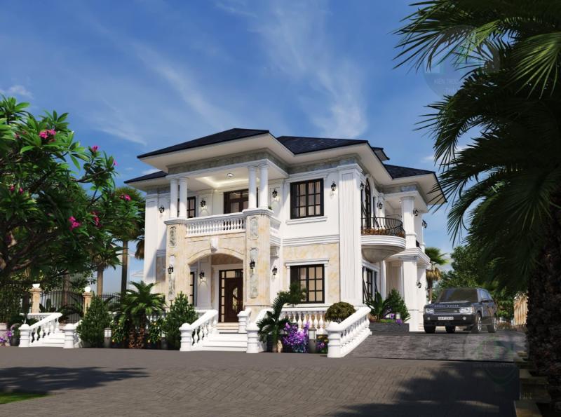 Mẫu nhà mặt tiền 8m sâu 15m phong cách tân cổ điển xuất hiện nhiều tại khu vực xa thành thị