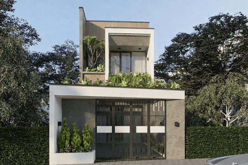 Mặt tiền nhà ngang 6m nổi bật với nhiều chất liệu hiện đại, cao cấp