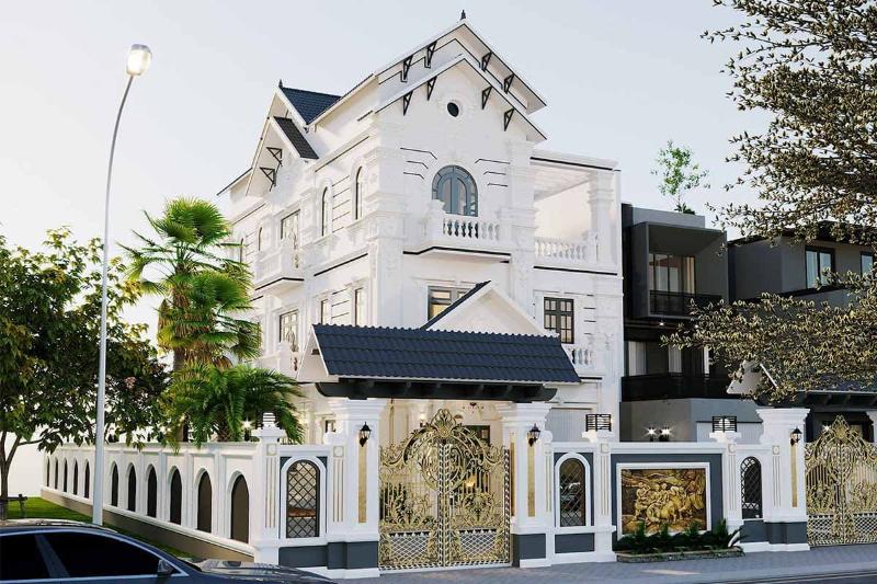 Mẫu thiết kế nhà ngang 6m dài 15m tân cổ điển với các điểm nhấn kiến trúc phương Tây cổ kính