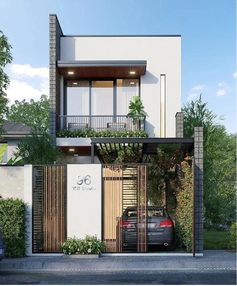 Mẫu thiết kế nhà ống 2 tầng mái bằng diện tích 5x19m sở hữu vẻ đẹp theo thời gian