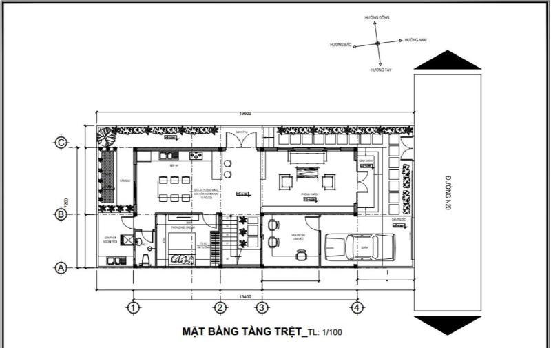 Bản vẽ thiết kế tầng trệt