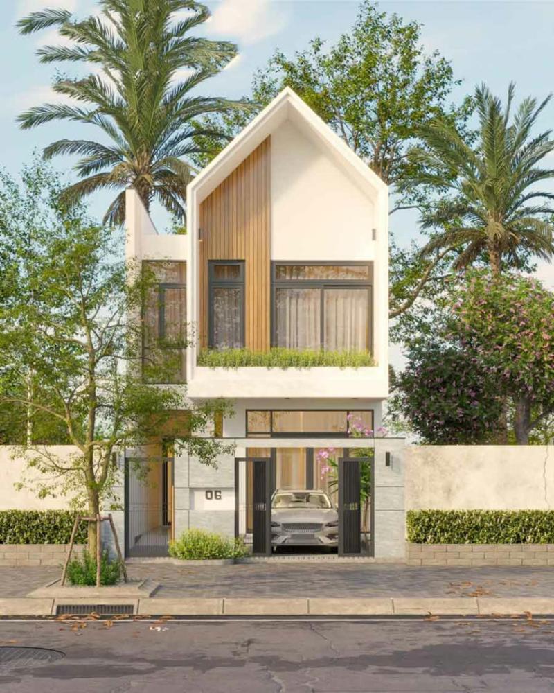 Mẫu thiết kế nhà 1 trệt 1 lầu 400 triệu mái Thái đơn giản