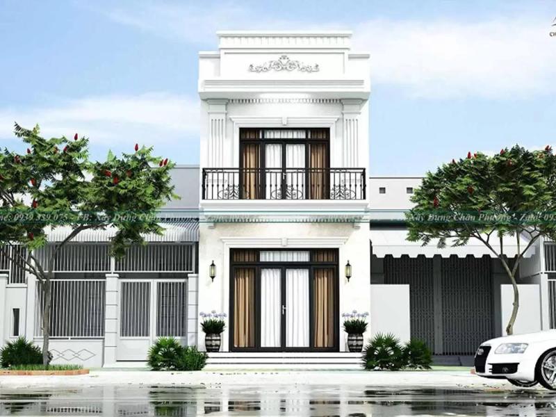 Mẫu thiết kế nhà 1 trệt 1 lầu tân cổ điển sở hữu vẻ đẹp cổ kính pha lẫn hiện đại