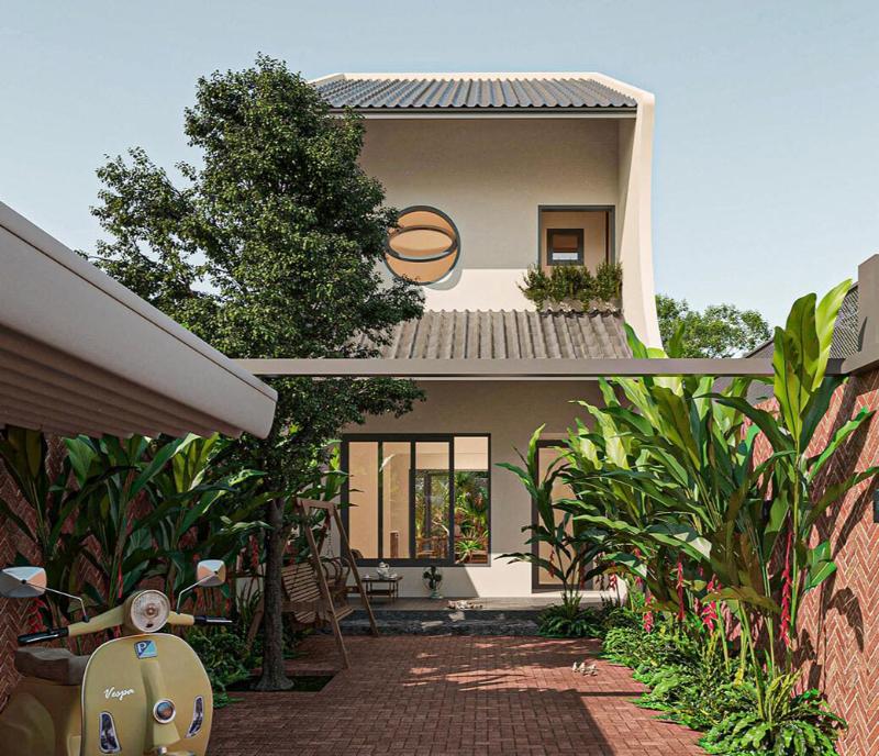 Mẫu nhà 1 trệt 1 lầu có sân vườn 500 triệu thu hút với tính thẩm mỹ cao