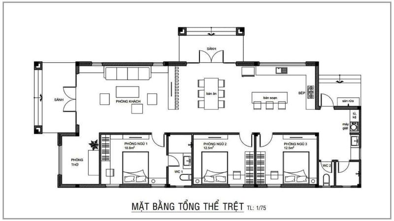 Phân bổ số phòng ngủ và công năng mẫu nhà trệt đẹp hợp lý