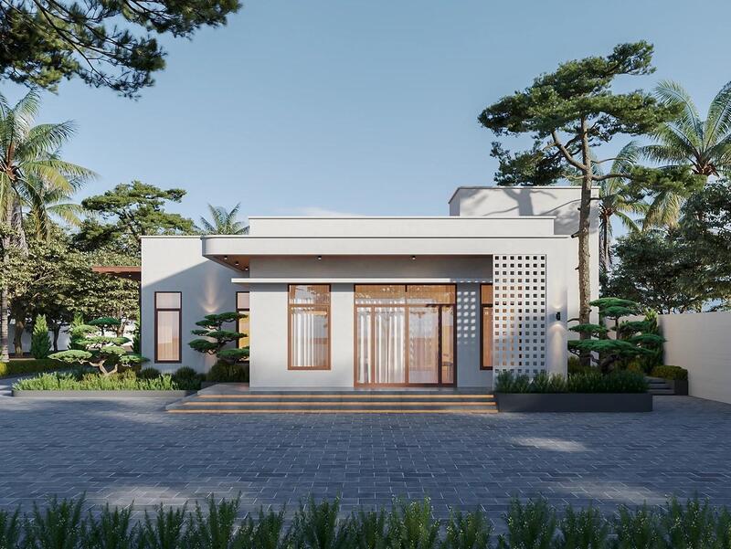 Mẫu nhà cấp 4 4 phòng ngủ 400 triệu mái bằng trẻ trung, phù hợp với gia đình đông thành viên