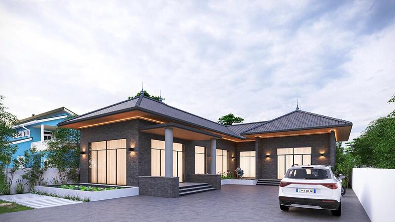 Mẫu nhà cấp 4 4 phòng ngủ 400 triệu hình chữ L hiện đại, bố trí công năng khoa học