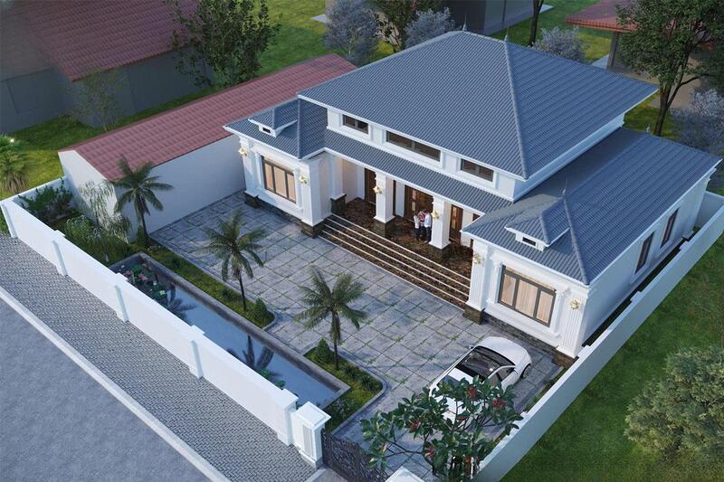 Mẫu nhà cấp 4 4 phòng ngủ 400 triệu có sân vườn rộng xanh mướt