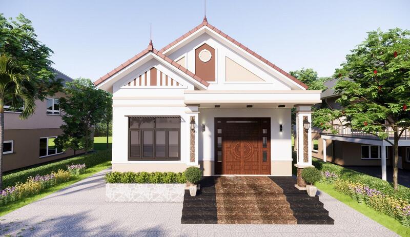 Mẫu nhà cấp 4 4 phòng ngủ 400 triệu mái Thái đơn giản, phù hợp với nhiều nhu cầu sử dụng thực tế của gia chủ