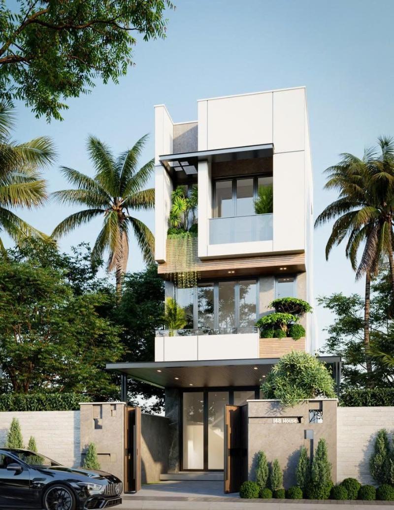 Mẫu thiết kế mặt tiền nhà phố 6x17m phong cách sang trọng