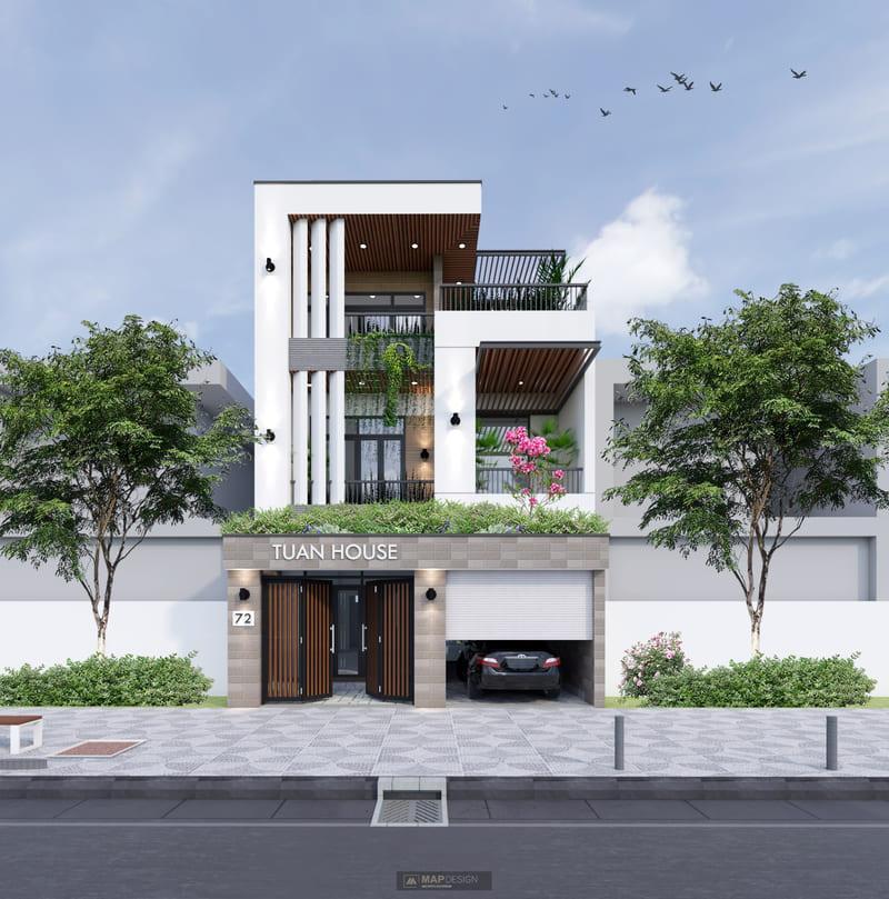 Mẫu nhà rộng 7m dài 13m sân vườn đang được nhiều gia đình lựa chọn